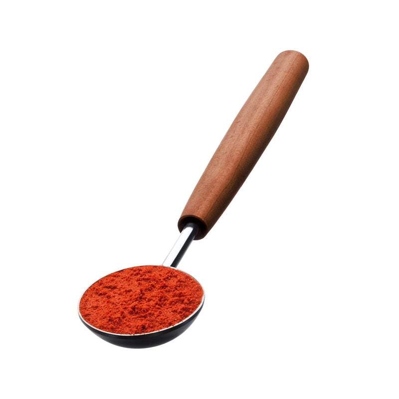 triangle Spice Measuring Spoon 3-Piece Set (Â¼ tsp, Â½ tsp & 1 tsp) - Stainless Steel with Plum Wood Handle - Sense Collection - Image 3